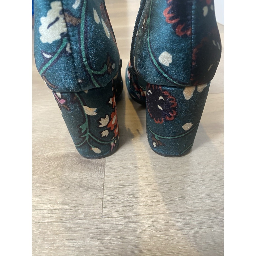 Just Fab Loreida Emerald Green Floral Multicolored Bootie Women's 6.5 - Picture 7 of 10